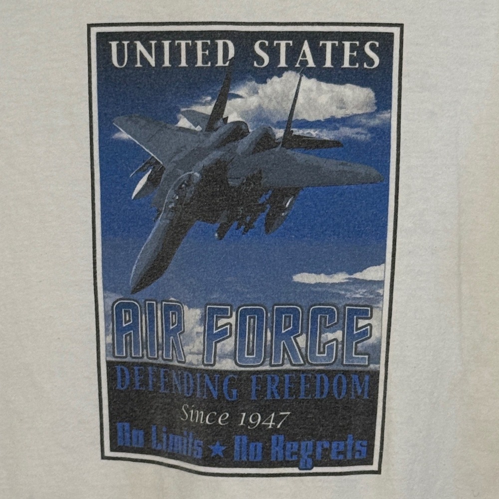Vintage XL US Air Force Fighter Jet Graphic Tee USA Cotton Armed Forces Military